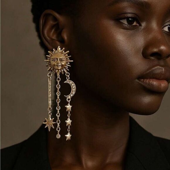 Sun and moon earrings A1261 - Picture 1 of 6